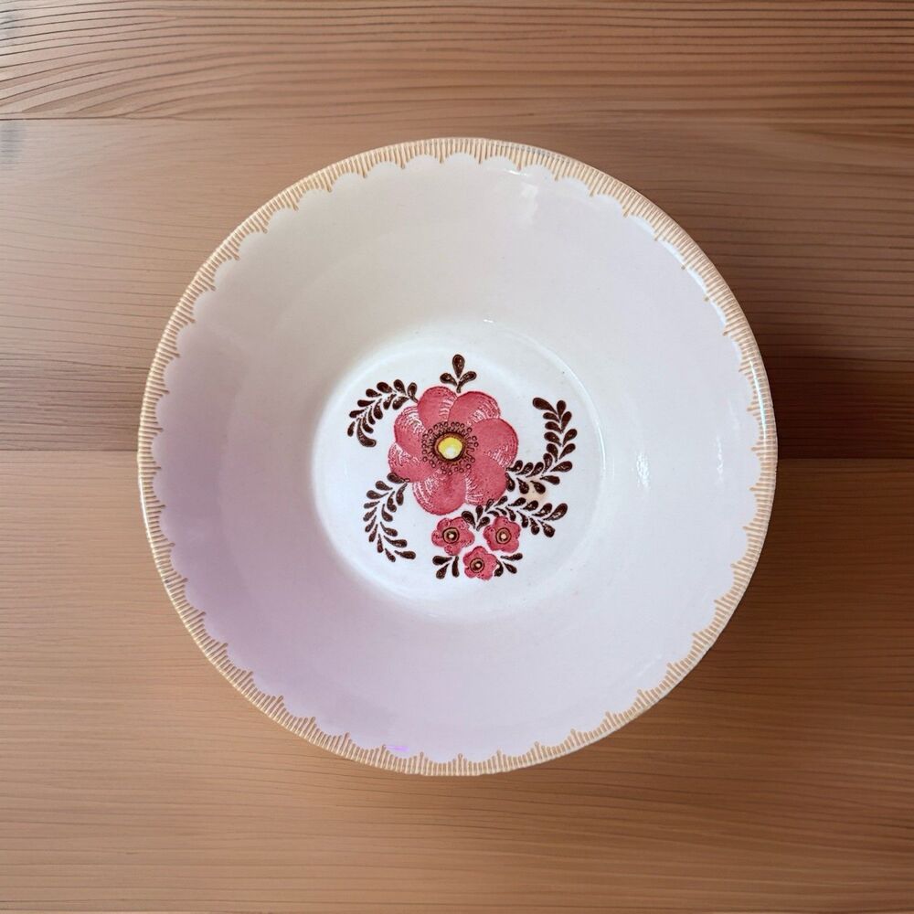 Vintage Jeanette Royal China Serving Bowl Salad Soup Pink Floral 9.5 inch Dish